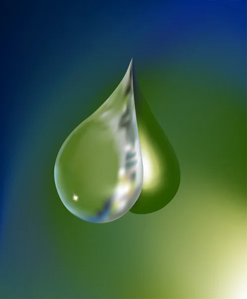 Yeşil su damlası — Stok Vektör
