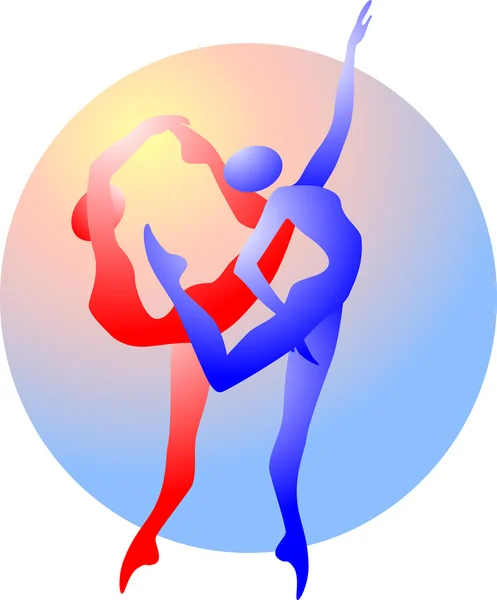 Абстрактный силуэт гимнастов — стоковый вектор