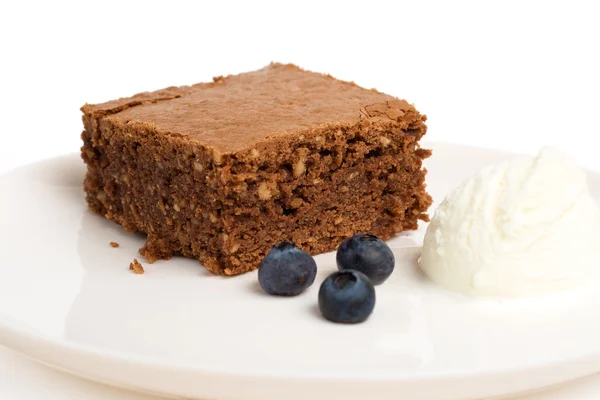 Chocolate brownie with ice cream — Stock Photo, Image