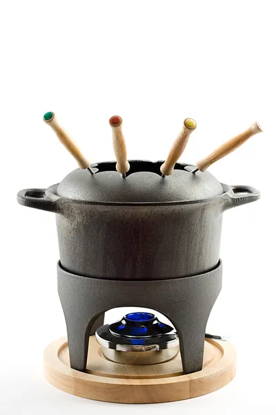 Gjutjärn fondue set — Stockfoto