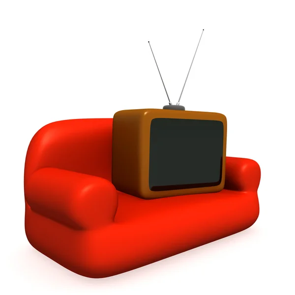 TV na kanapie — Zdjęcie stockowe
