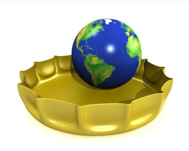 The globe in a bottlecap clipart