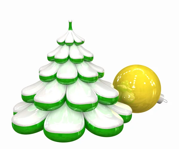 Weihnachtsbaum und Ball — Stockfoto