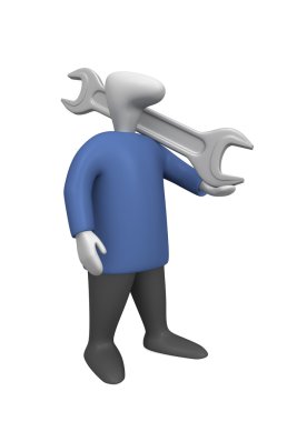 Man with a spanner clipart