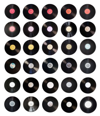 Old vinyl records collection clipart