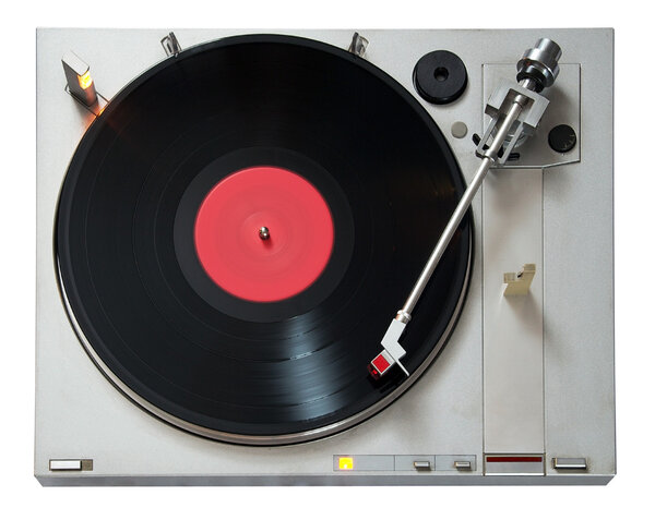 Vintage Vinyl player isolated on white background with clipping path