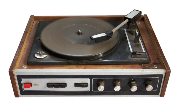 Starý gramofon izolovaných na bílém zpět — Stock fotografie
