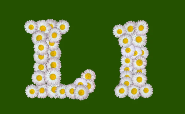 按字母顺序排列的字母作的鲜花 — 图库照片
