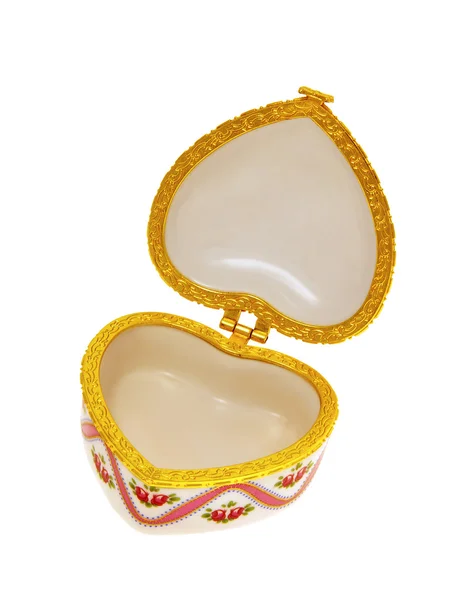 Porcelain heart-shaped box for jewelry — Stock Photo, Image