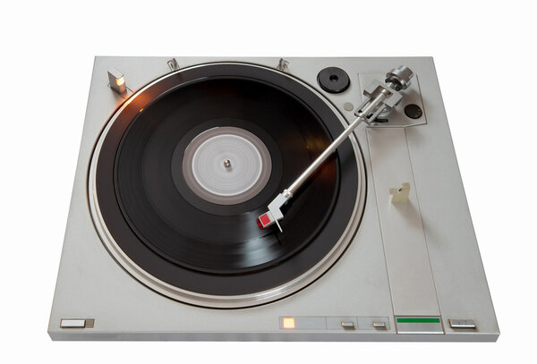 Vinyl player isolated on white background with clipping path