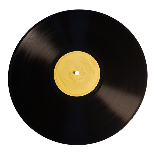 Old vinyl record isolated on white backg