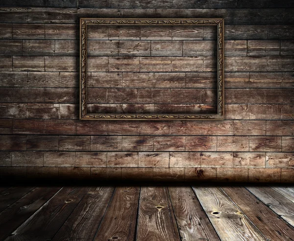 Interior de madeira com moldura — Fotografia de Stock