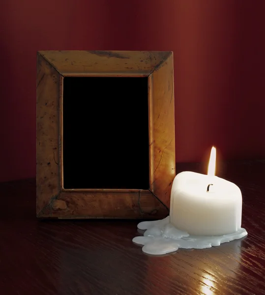 Wibtage frame and candle — Stock Photo, Image
