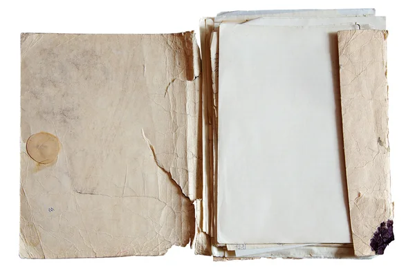 Папка со стопкой старых бумаг — стоковое фото