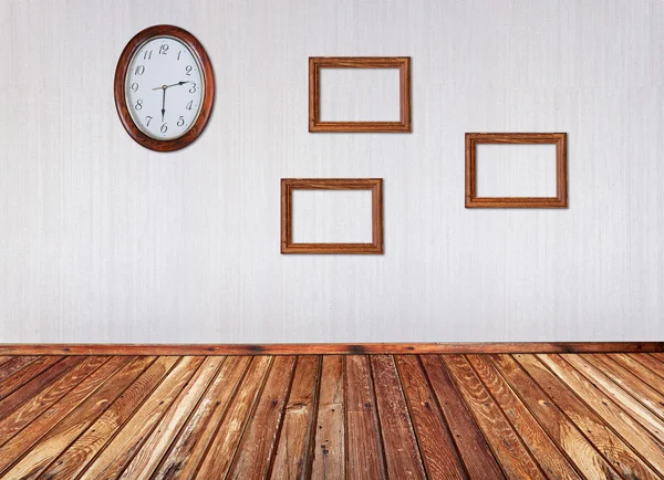 Interior with frames and clock — Stock Photo, Image