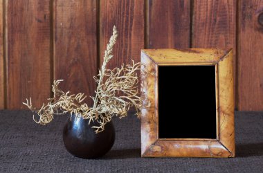 Ikebana and old photo frame clipart