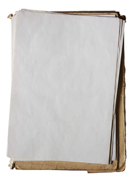 Старая папка со стопкой старых бумаг
