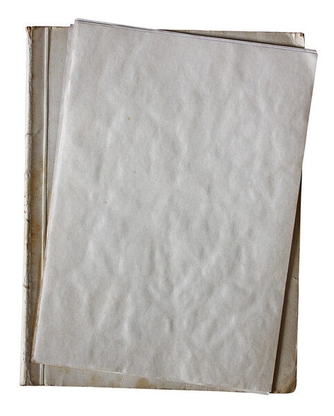 Старая папка со стопкой бумаг
