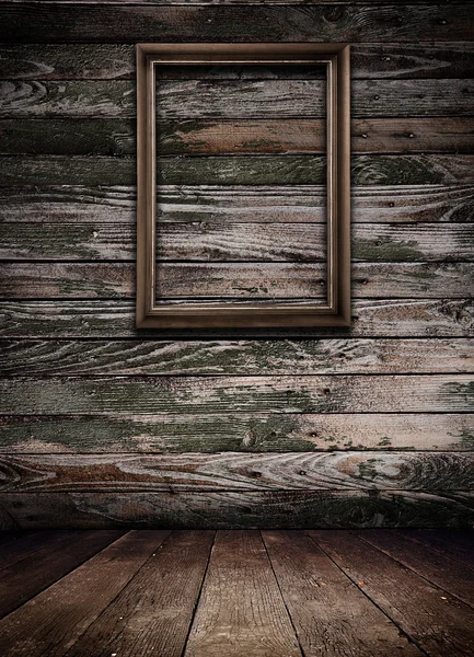 stock image Wooden room with picture frame