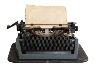 Vintage typewriter with paper isolated clipart