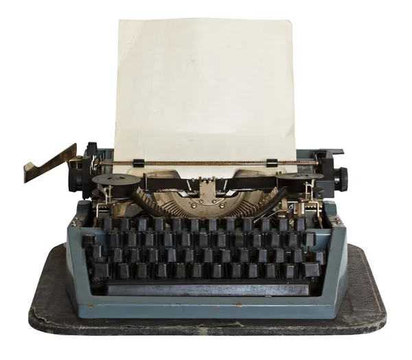 Винтажная пишущая машинка с бумагой — стоковое фото