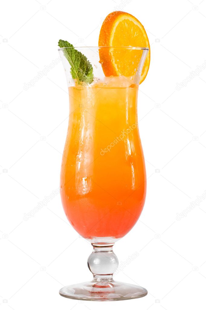 Orange cocktail with ice