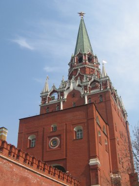 Moscow Kremlin with red wall clipart