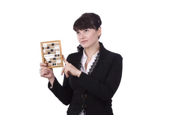 Kvinna med abacus Royaltyfria Stockbilder