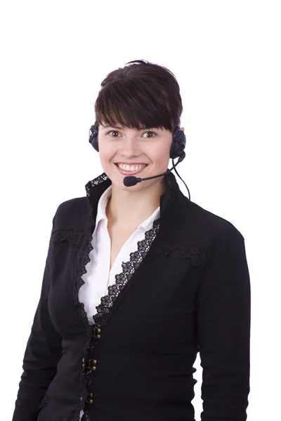 Woman with headset Stock Image