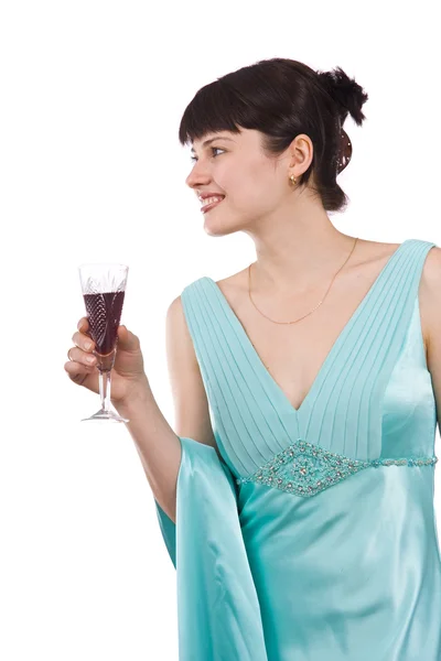 Kvinna med glas vin. — Stockfoto