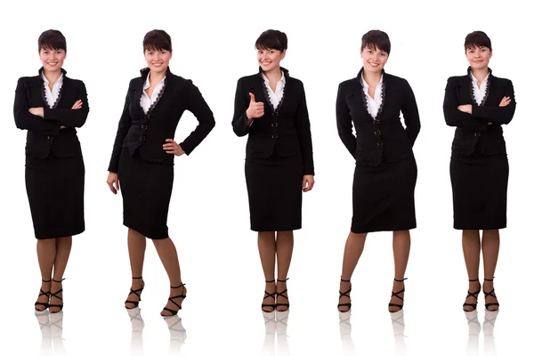 Brunette zakenvrouw in het zwart gekleed Stockfoto