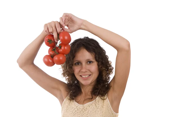 Frau mit Tomate. — Stockfoto