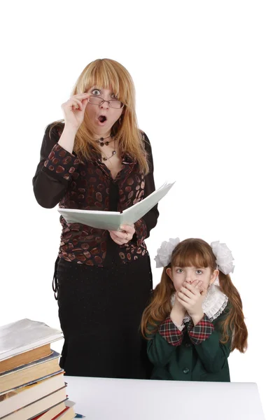 Учитель шокирован школьницей. — стоковое фото