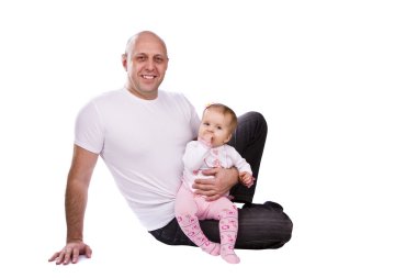 Happy family - father and little daught clipart