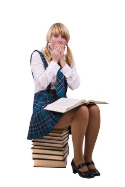 Girl studying hard for exams clipart