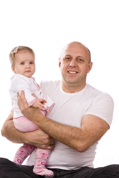 Šťastná rodina - otec a malý daught — Stock fotografie