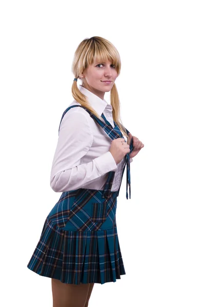 Střední škole dívky v uniformě — Stock fotografie