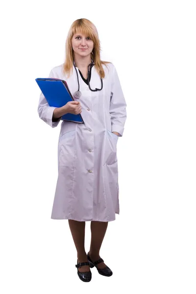 Enfermera amistosa sosteniendo gráfico — Foto de Stock
