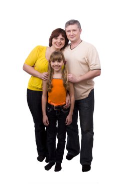 Whole-length portrait of happy family. clipart