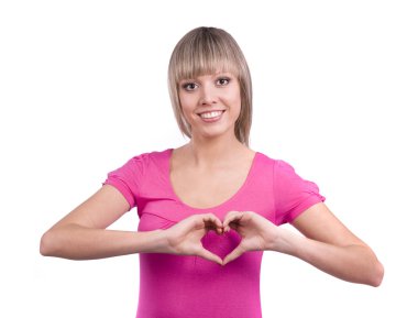 Woman doing a heart symbol with her hand clipart