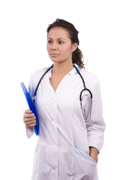 Enfermera amistosa sosteniendo gráfico —  Fotos de Stock