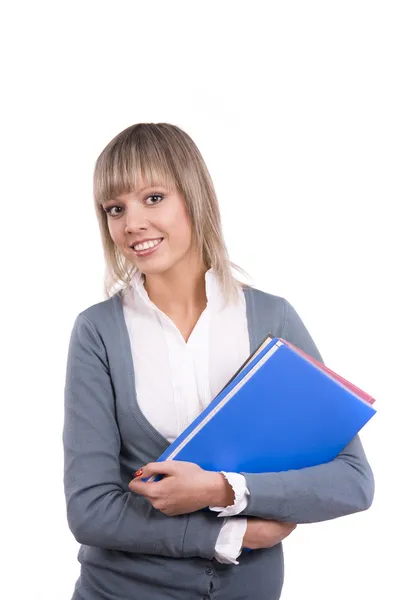Smiling student with files Stock Photo
