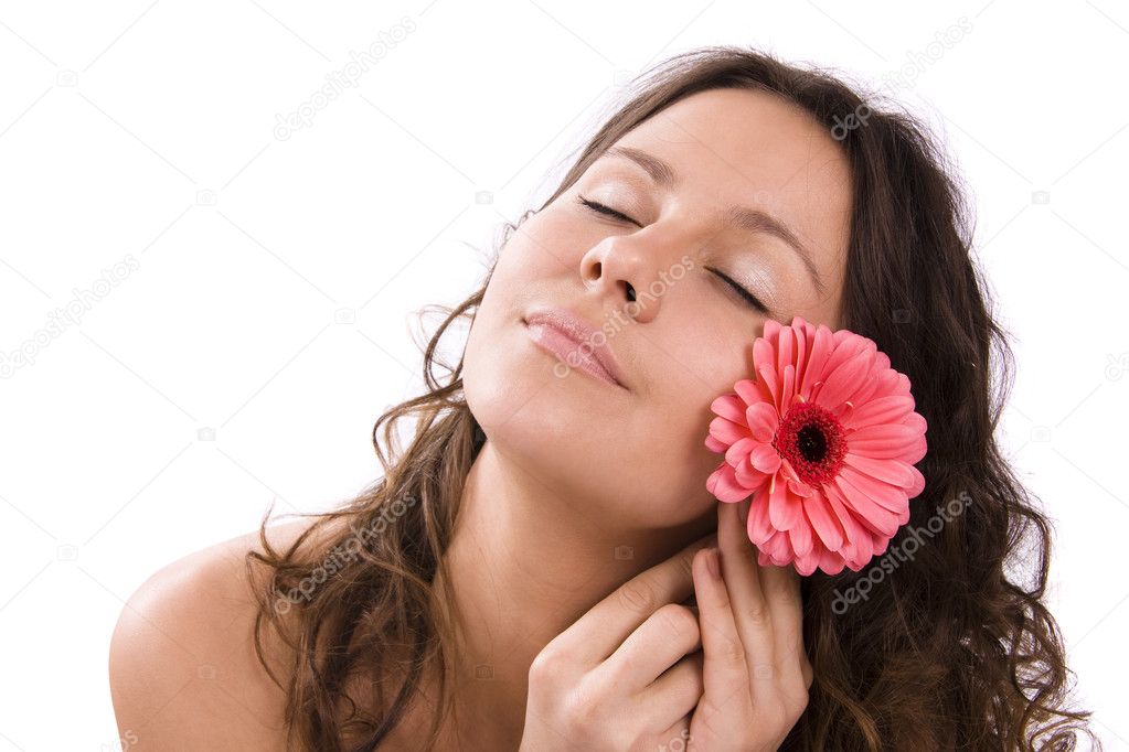 Young woman portrait with flower