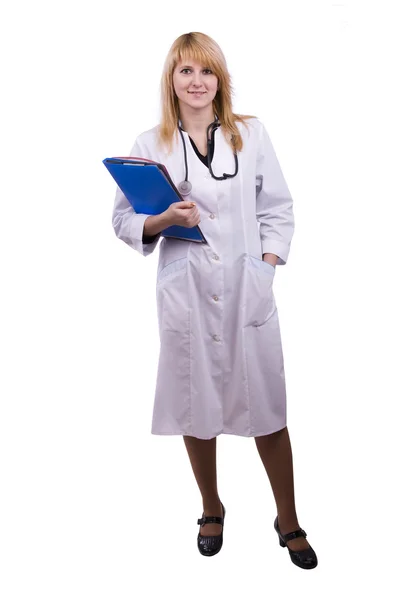 Enfermera amistosa sosteniendo gráfico — Foto de Stock