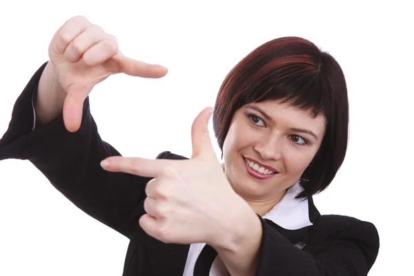 Geschäftsfrau mit einrahmenden Händen — Stockfoto