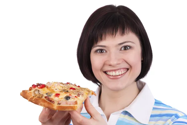 Γυναίκα με πίτσα — Φωτογραφία Αρχείου