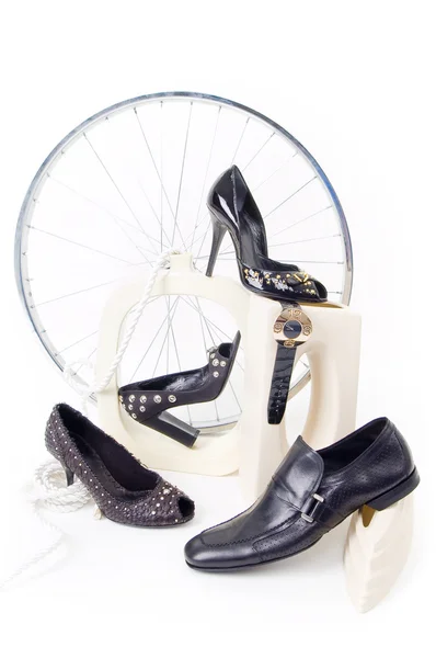 Bodegón conceptual con zapatos y whe — Foto de Stock
