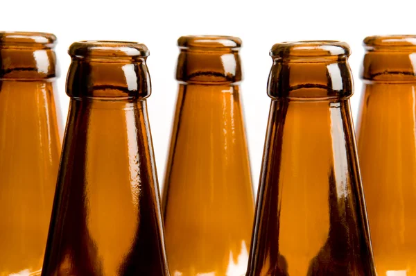 Stock image Close-up of two row of beer bottles