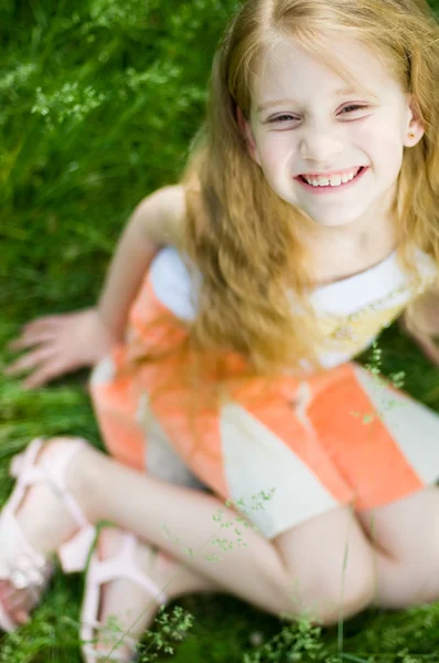 Smiling cute little girl, selective focu — Stock Photo, Image