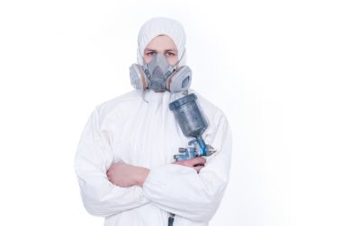 Worker with airbrush gun clipart